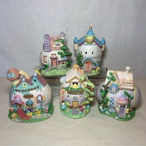 Vintage Bunny Village Easter Cottontail Knoll Egg House Porcelain Hand Painted